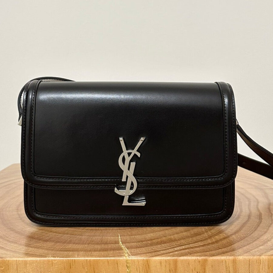 YSL Solferino Small Satchel Bag Black Gold Calfskin 339504 | Studio Nafay