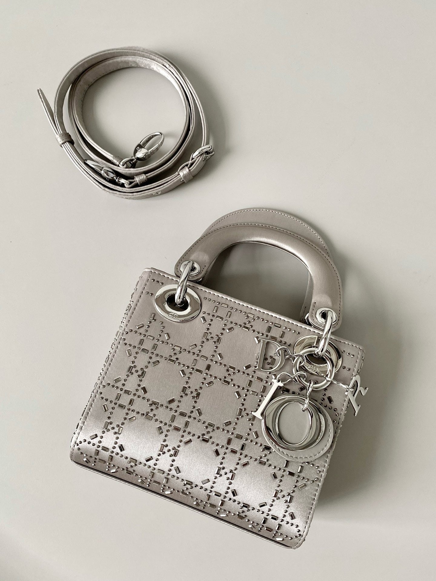 Strass Cannage Satin small LD Bag ( black, grey )