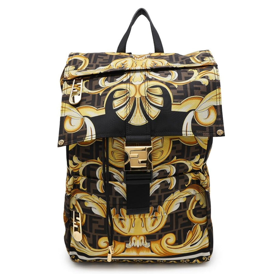 FENDI Fendace Backpack Black/Yellow7VZ066 Nylon | Studio Nafay