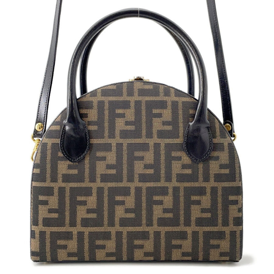 FENDI Zucca 2-way Bag Khaki Canvas Leather | Studio Nafay