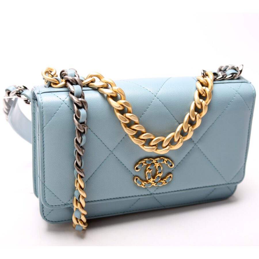 Chanel Chanel 19 blue bag – front view