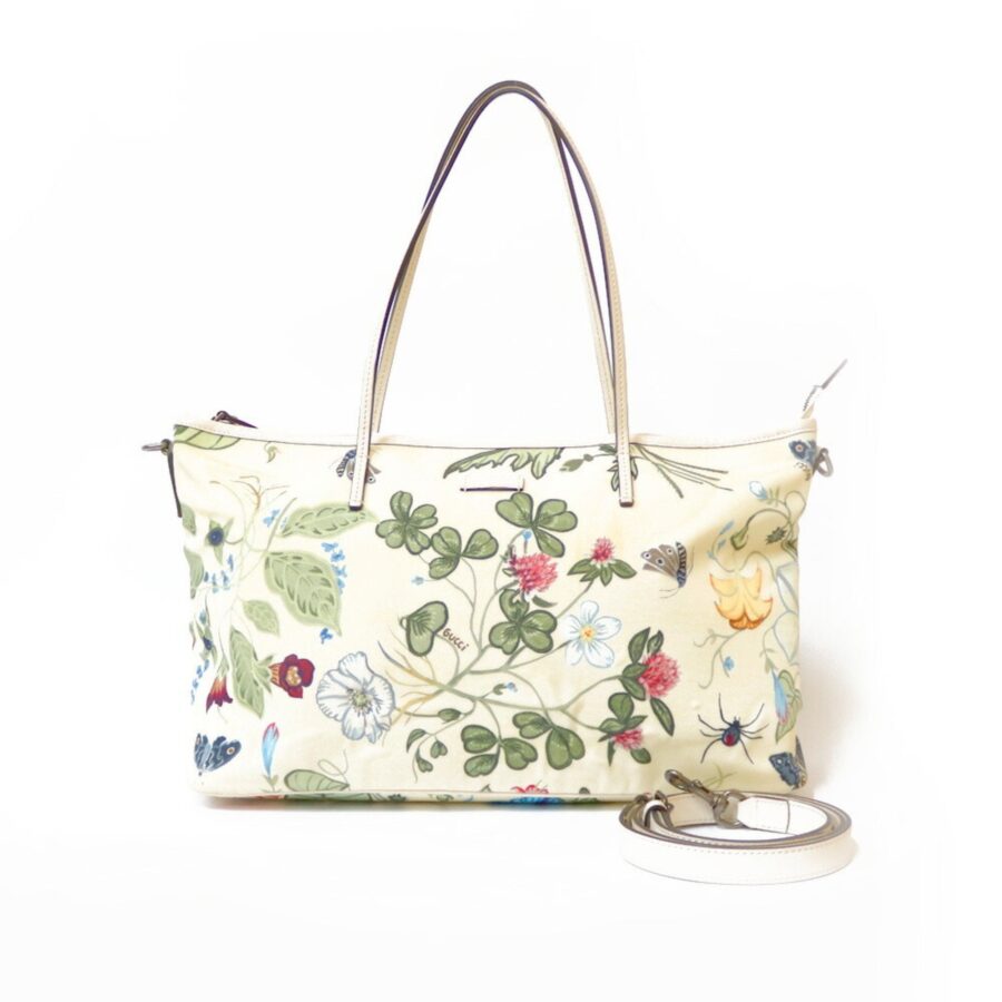 Gucci Nylon Shoulder Bag Flora GG Yellow Women's | Studio Nafay