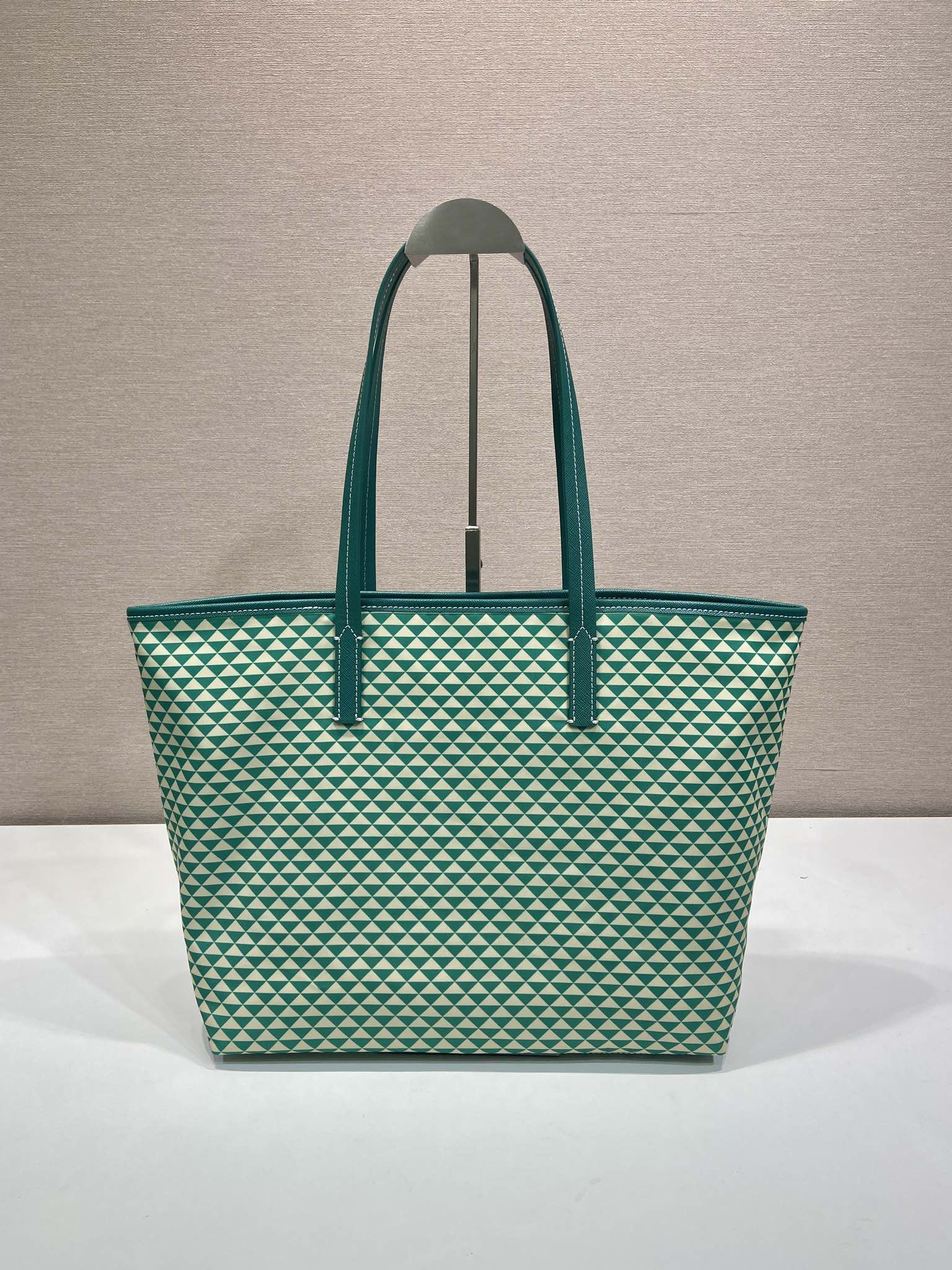 TOTE BAG 33 IN Forest Green MIX Cream Triangle Pattern Embroidered …