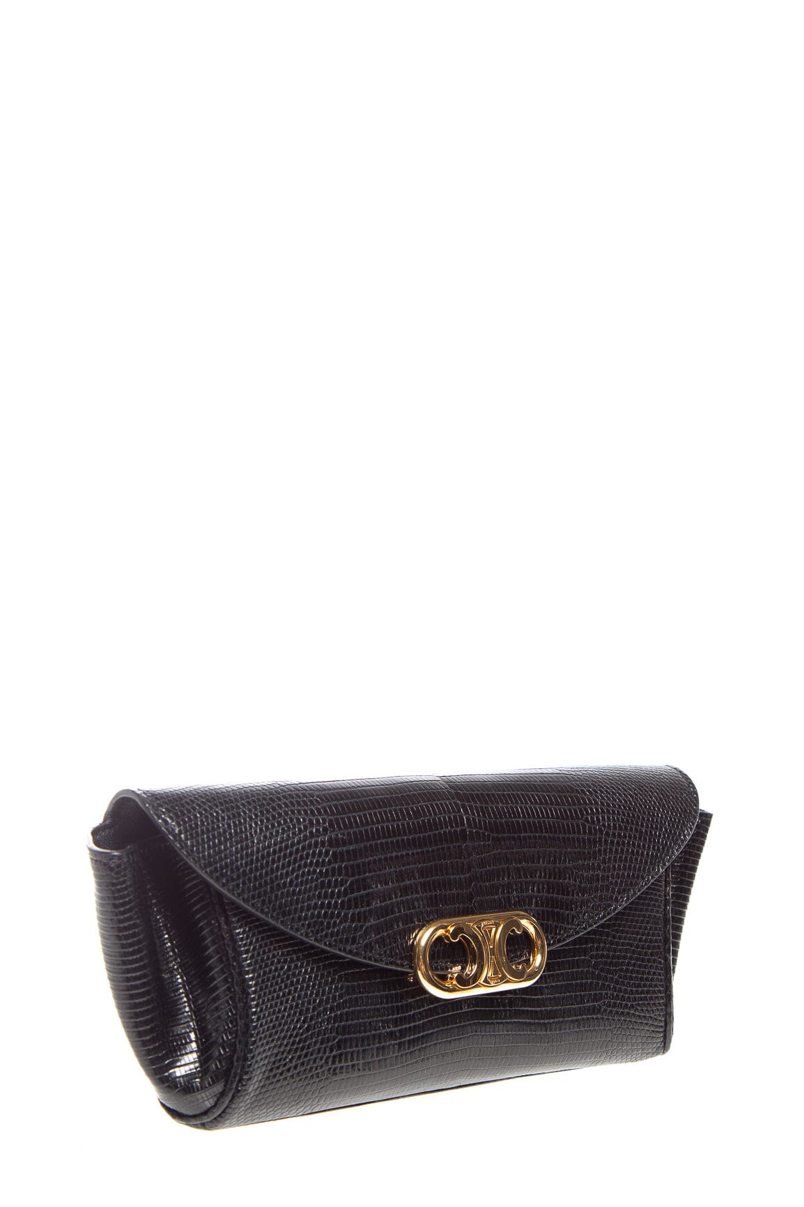 Celine Black Lizard Maillon Triomphe Clutch