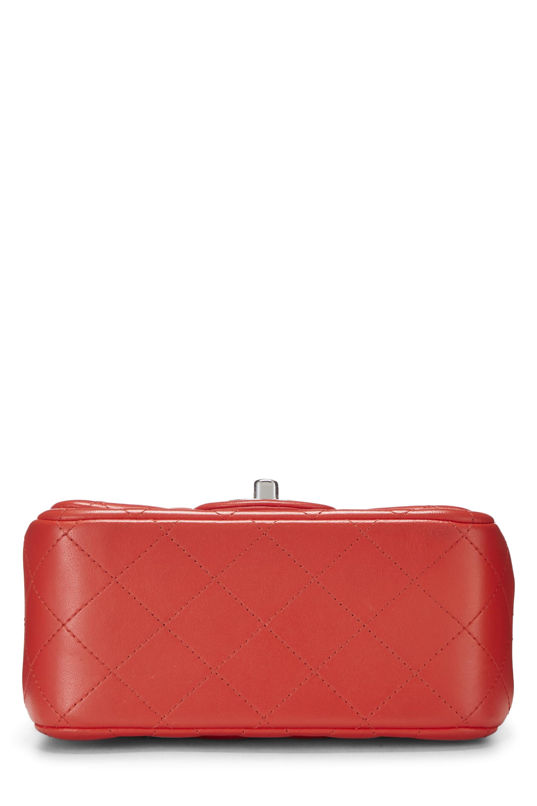 Chl, Red Quilted Lambskin Classic Square Flap Mini, Red