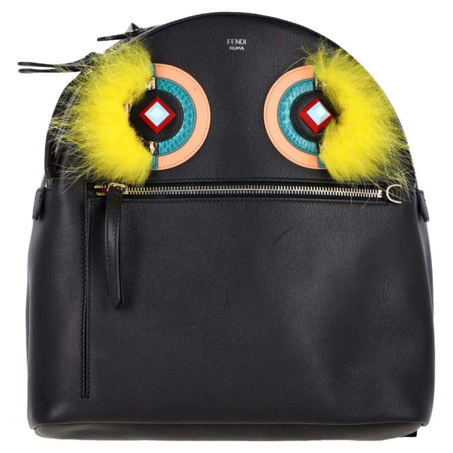Fendi Medium Monster Eyes Backpack in Black Leather | Studio Nafay