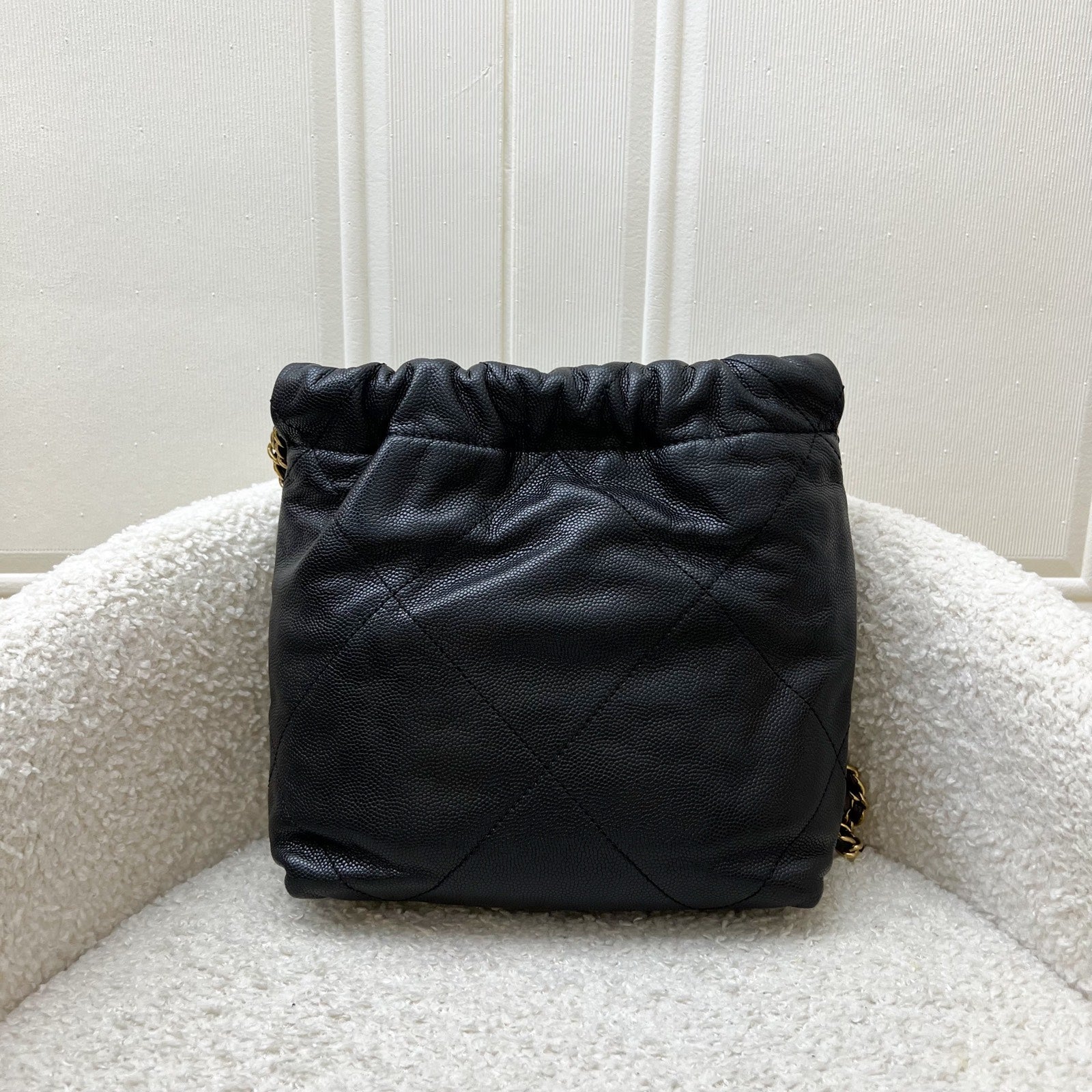 Chanel 22 Mini Hobo Handbag In Black Shiny Caviar And AGHW (model: )