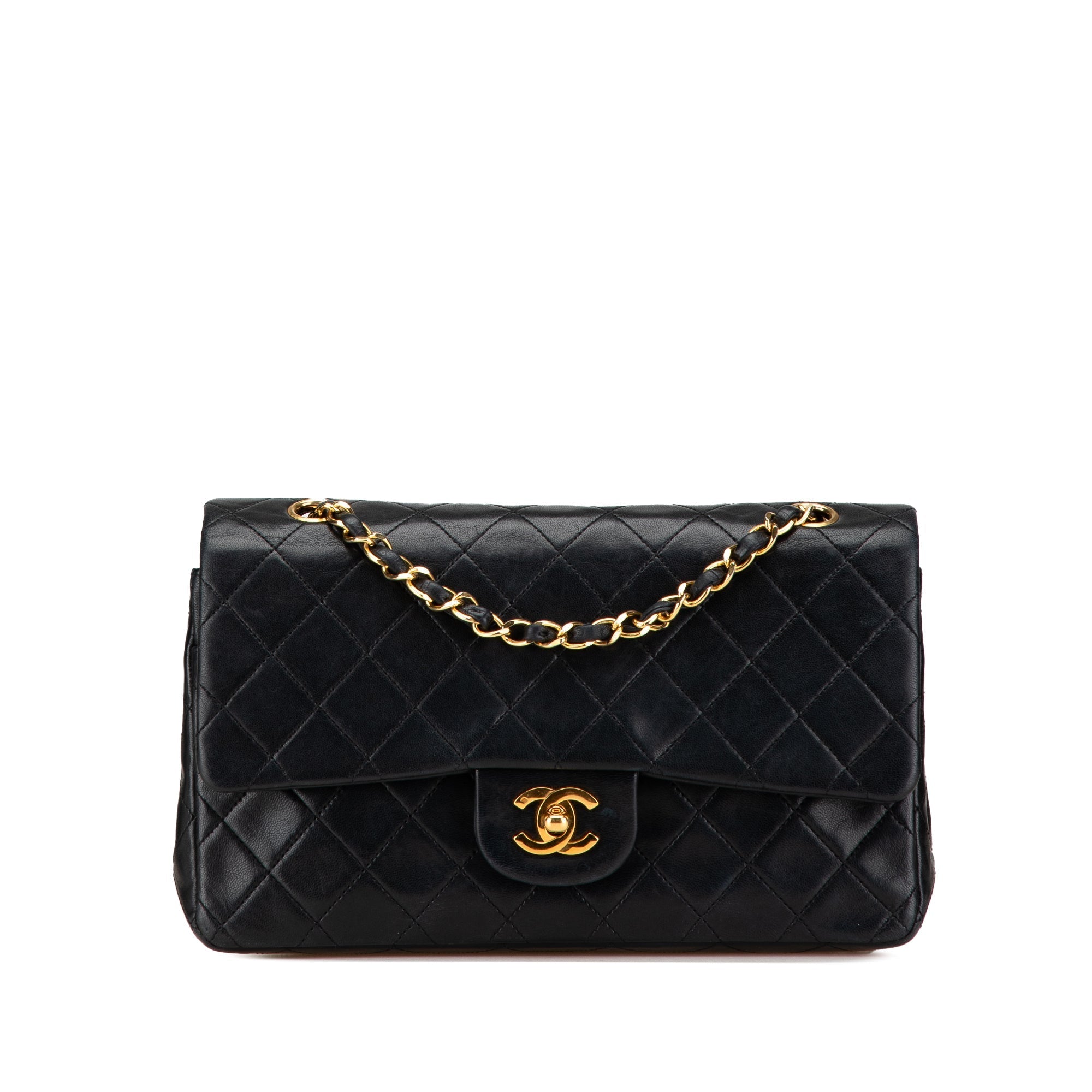 Black Chanel Medium Classic Lambskin Double Flap Shoulder Bag