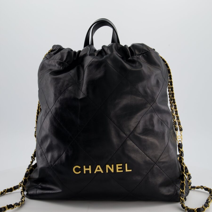 Chanel Backpack black bag – front view