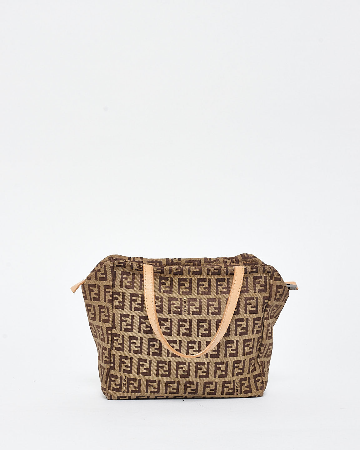 Fendi Brown Canvas Zucchino Logo Mini Tote Bag