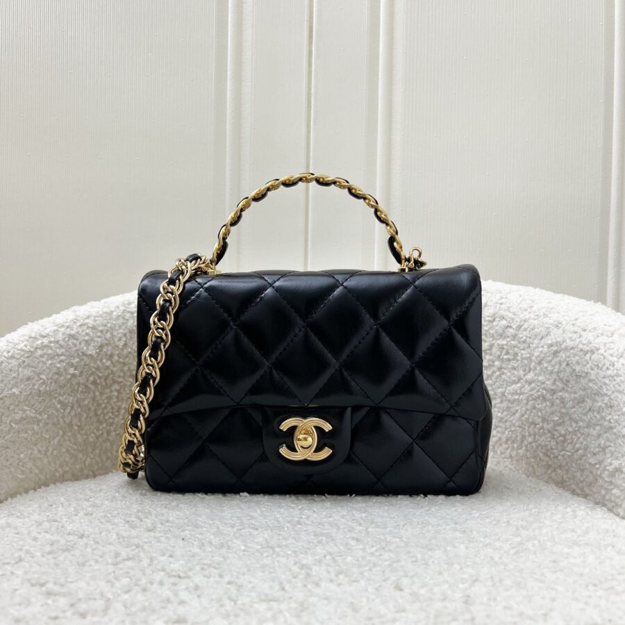 Chanel Top Handle black bag – front view