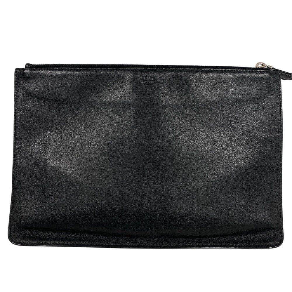 Fendi Clutch Bag Leather Black Monster Mens