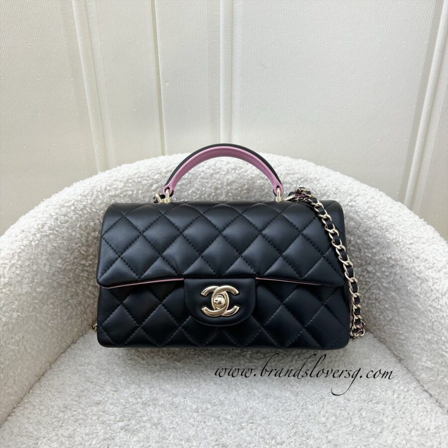 Chanel Top Handle black bag – front view