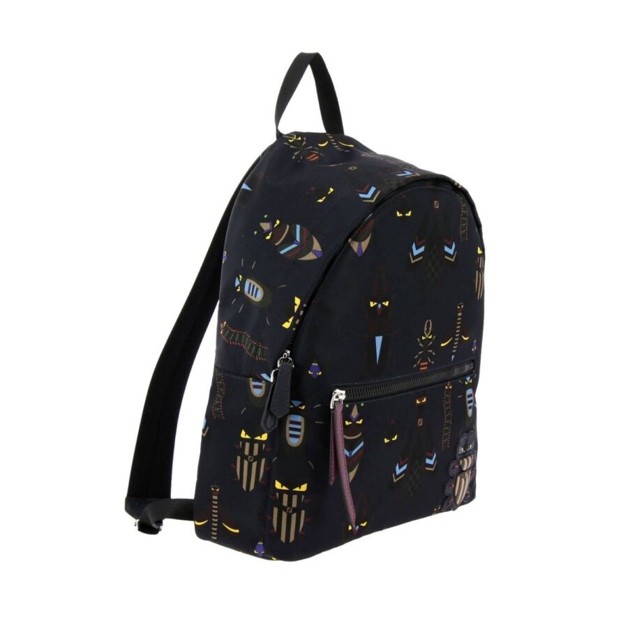 Fendi Super Bugs Navy Blue Nylon Backpack Bag | Studio Nafay