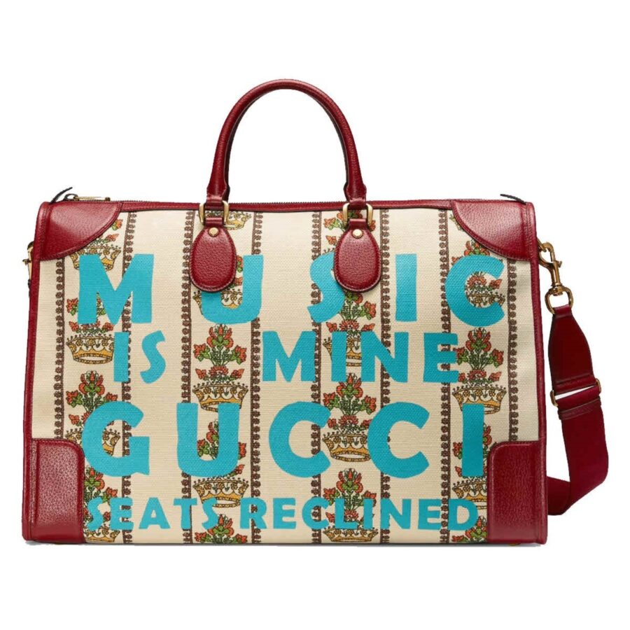 Gucci 100 Centennial Music Is Mine Jacquard Leather Duffel Bag | Studio Nafay