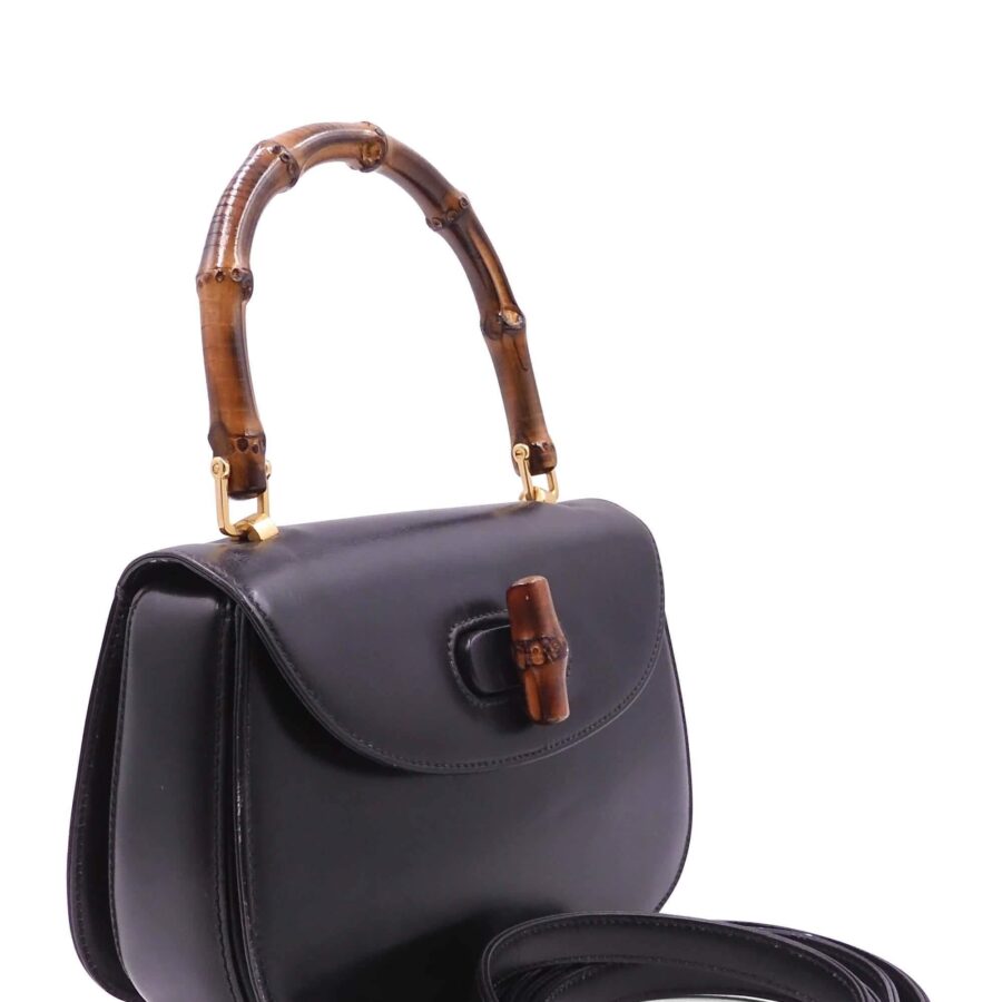 Bamboo Top Handle Bag Black | Studio Nafay