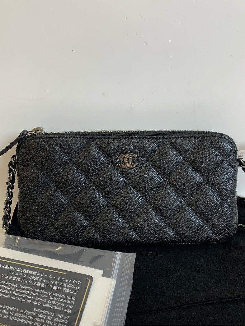 Chanel Quilted Black Leather Crossbody Bag